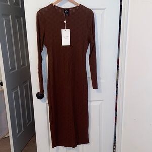 Brown Long Sleeve Dress